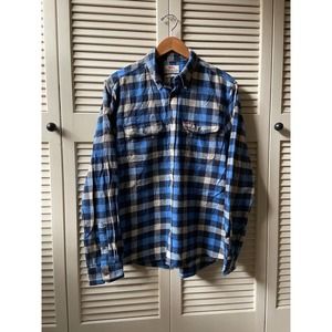 Fjall Raven Slim Fit Blue Plaid Flannel Button Up LS Shirt Cotton Men’s Size L